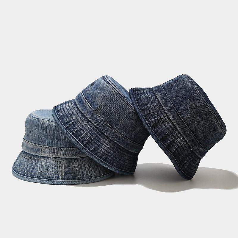 Vintage Denim Bucket Hat Women Sun Protection Foldable Sun Hat For Summer Beach
