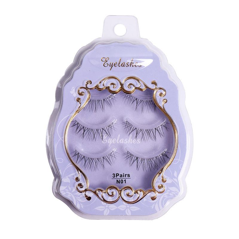 Novice Grafting False Eyelashes Natural Simulation 3 Pairs Of Cross-Curled Transparent Plain Super Soft Short