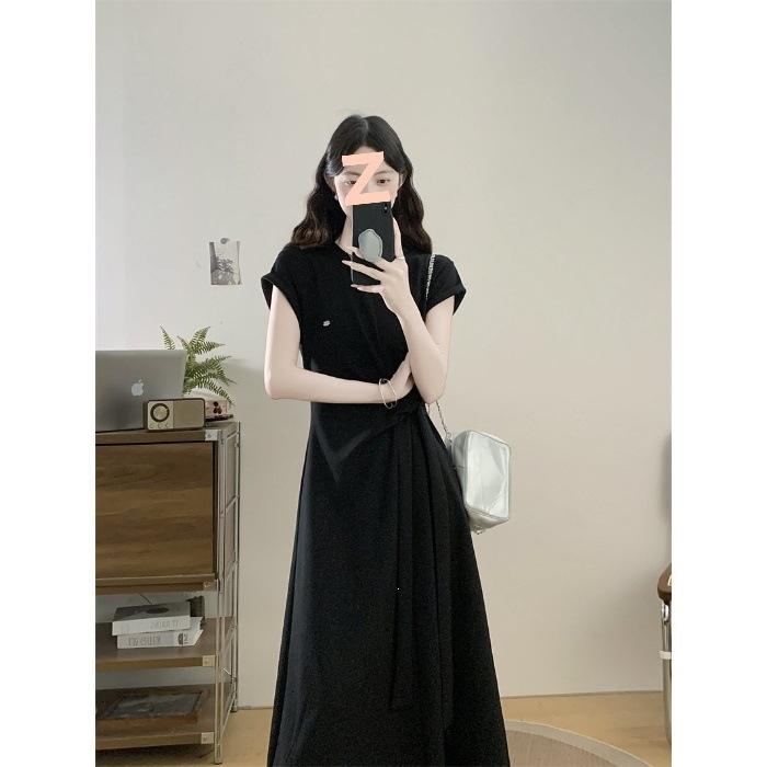 Large Size Fat Mm Design Sense Lace-up Waist Dress Women's 2026 Summer Fashion Foreign Style Thin Casual T-shirt Skirt