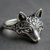 Vintage Fox Shape Ring Carved Animal Pattern Fashion Decorative Ring Unisex