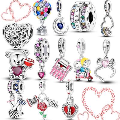 Valentine'S Day Copper Love Romantic Charms Beads Fit Original Bracelet Diy Women Jewelry Gift For Girl Friend Lover