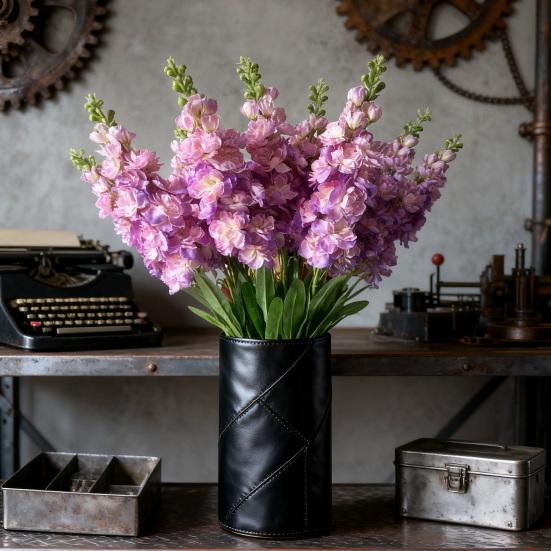 Faux Larkspur Pick Realistic Artificial Larkspur Blooms with Leaves Fake Larkspur Sprig for Home