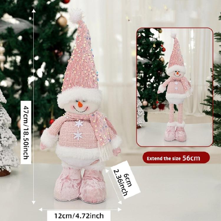 Colorful Sequins Santa/Snowman/Elk Figurine Christmas Standing Doll with Extendable Legs Holiday Decorating Accessories