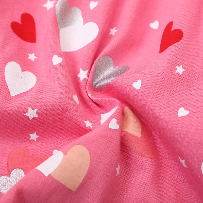 New Summer Heart Pattern Princess Dress - European & American Style, Knitted Cotton, Cartoon Print for Girls