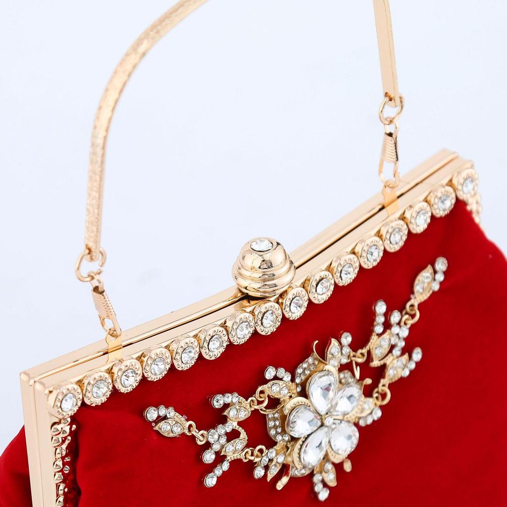Vintage Sequin Velvet Banquet Clutch: Qipao, Handheld, Shoulder, Crossbody, Hanfu & Evening Gown Bag.