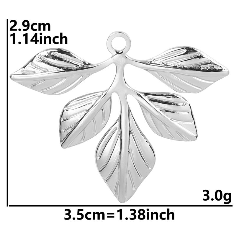 6pcs Silver Color Plant Tree Leaf Flower Charms For Jewelry Making Earring Necklace Connector Stainless Steel Charm Pendant Bulk
