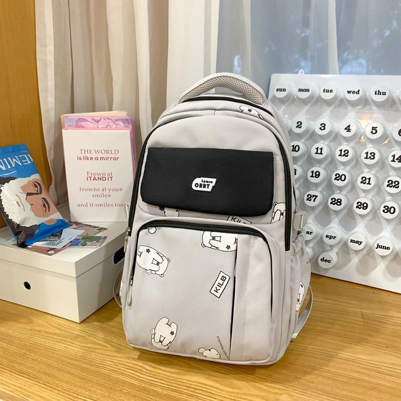 Women's Schoolbag Junior High School Student Color Block Backpack Computer Backpack