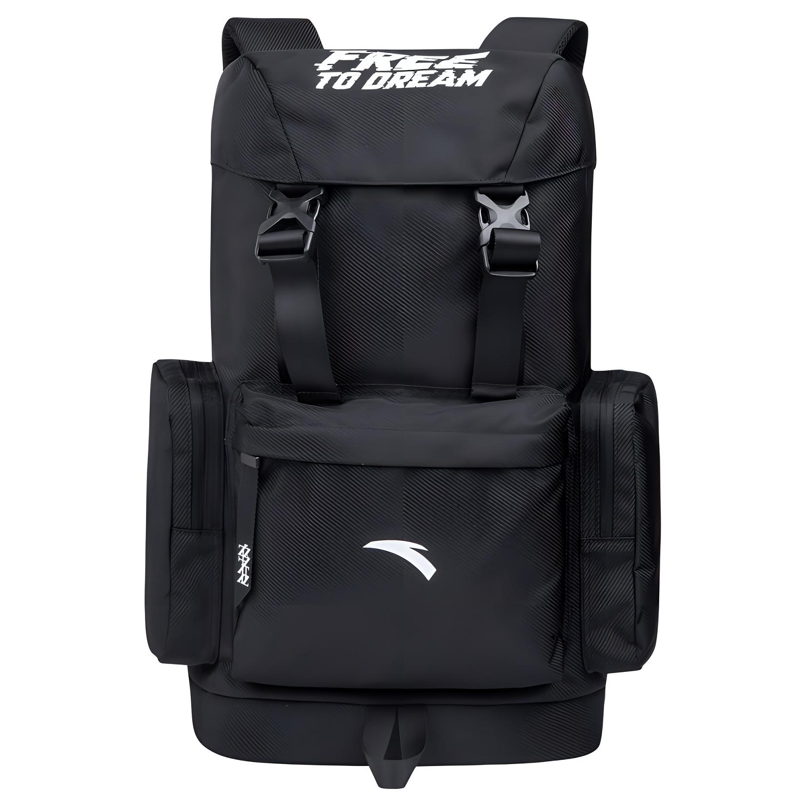 

Anta Cushioning Technology Sports Solid Color Fabric And Synthetic Leather Backpack Unisex Backpack Black 192221152-1 Black