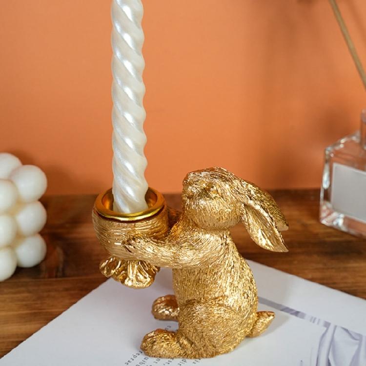 Easter Bunnies Decorations Easter Bunnies Tealight Candleholder Resin Rabbit Figurines Statues for Table Home Decors
