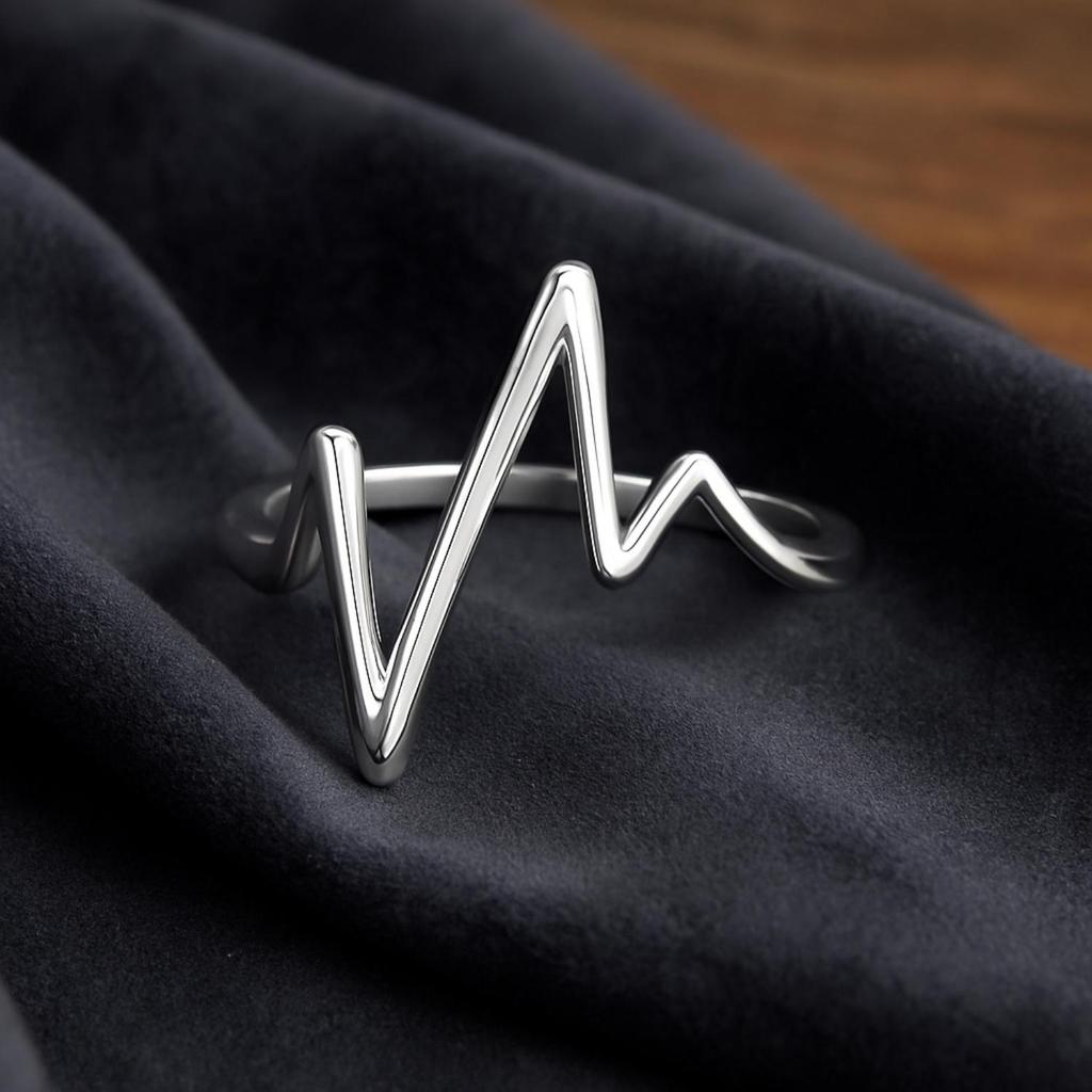 925 Sterling Silver Heart Lifeline Women Ring