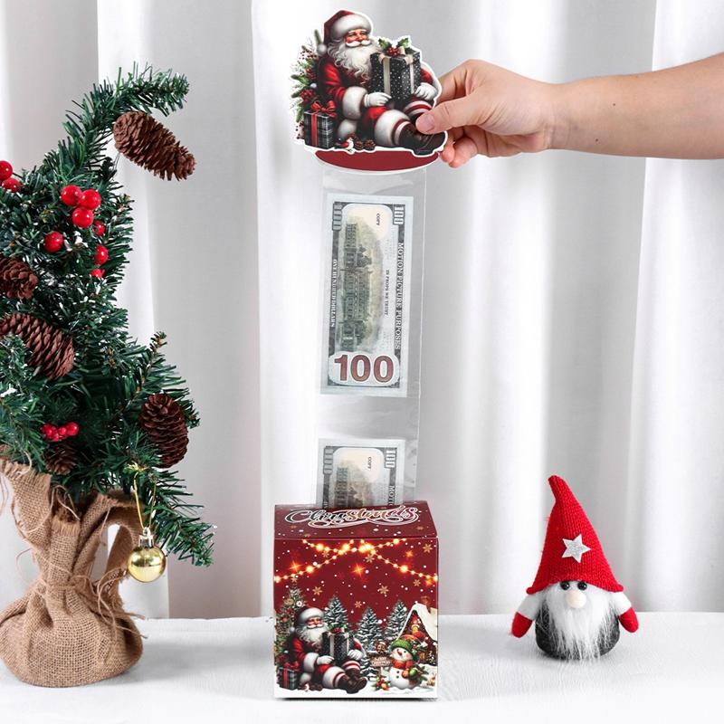 Vánoční dárková krabička s penězi Šťastný nový rok 2026 Dekorace Překvapení Krabička na tahání peněz Vánoce Navidad Dárek Santa Clause Peněžní obálka