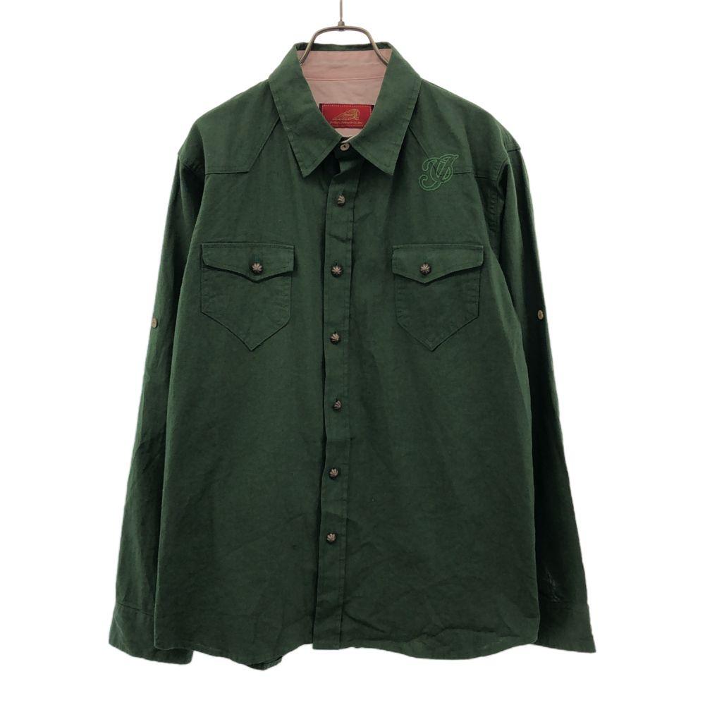 

Indian Linen Blend Long sleeve Western shirt L khaki Men s Used