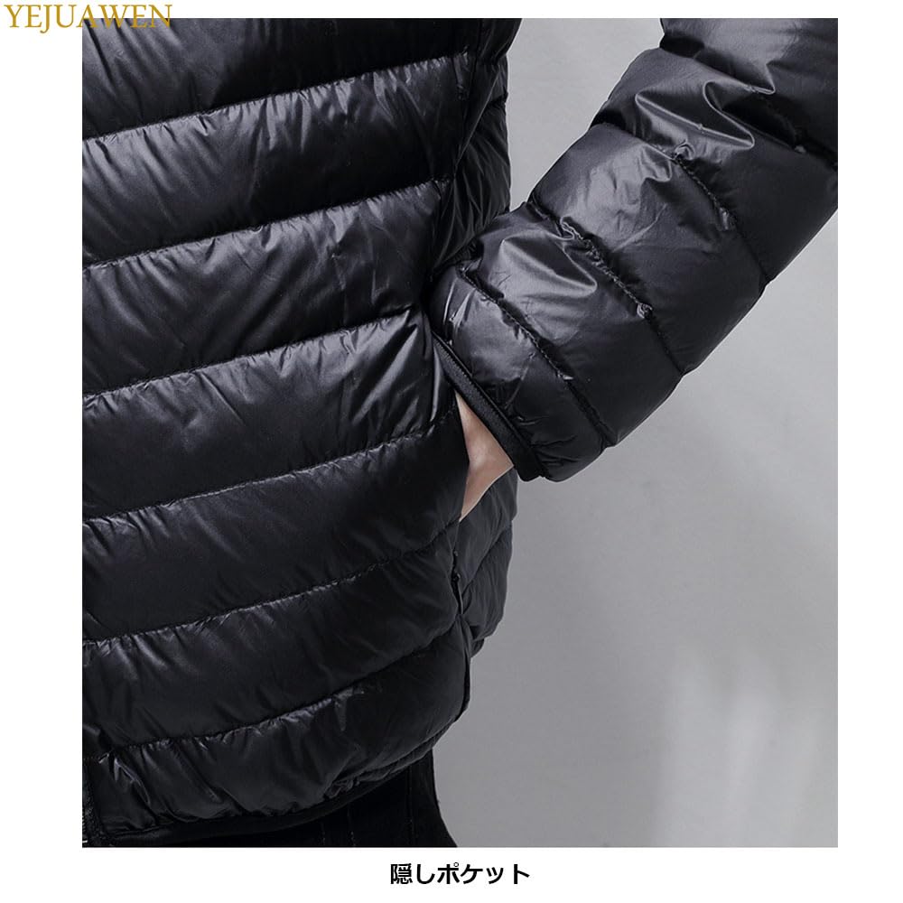 YEJUAWEN Ultralight Down Solid with Storage Lightweight Down Outerwear for Autumn and WEN020 Men's Jacket, Water-Repellent, Lightweight, Thin, Warm,