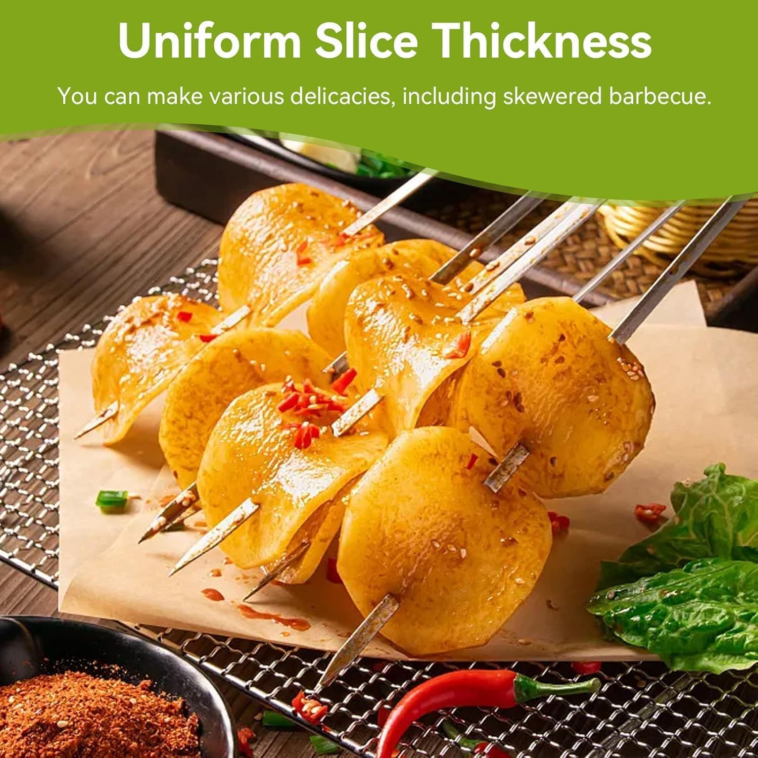 Vegetable Slicer, Handheld Potato Slicer for Chips Vegetable French Fry Cutter Food Chopper for Potato, Carrot, Vegetables, Zucchini