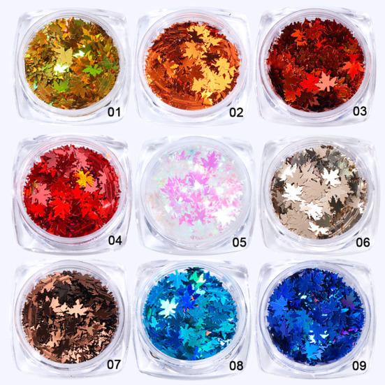 Glitter Gradient Maple Leaf Nail Art Sequins Applique Christmas Decor