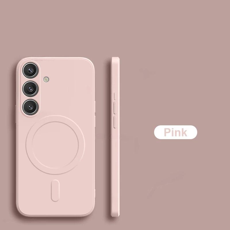 Liquid Silicone Magnetic Shockproof Case For Samsung Galaxy S25 Edge S24 Ultra S23 FE S22 Plus For Magsafe Wireless Charge Cover