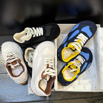 Europe, America 2025 New Leather Round Head Lace-up Color Matching Women's Sandals Women's Single Shoes Women's Retro Sports and Leisure Shoes