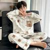 Boys Cotton Pajama Set Long Sleeve Thin Sleepwear Cartoon Print Hoodie Style Home Wear Kids 8