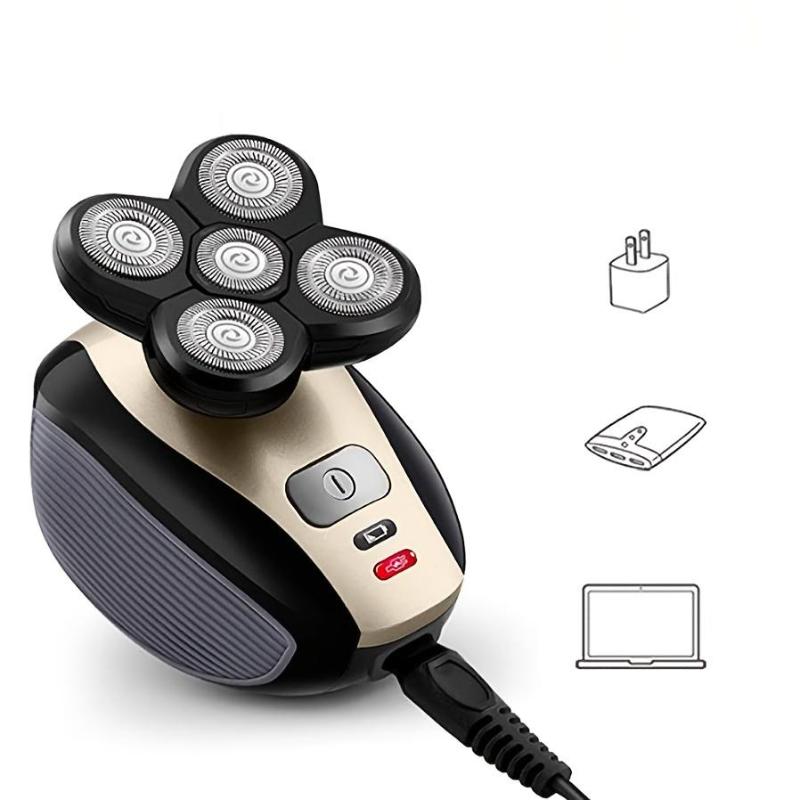 Aparat de ras electric cu cap pentru bărbați, fără fir, reîncărcabil, rezistent la apă, cu lame rotative, aparat de tuns nas