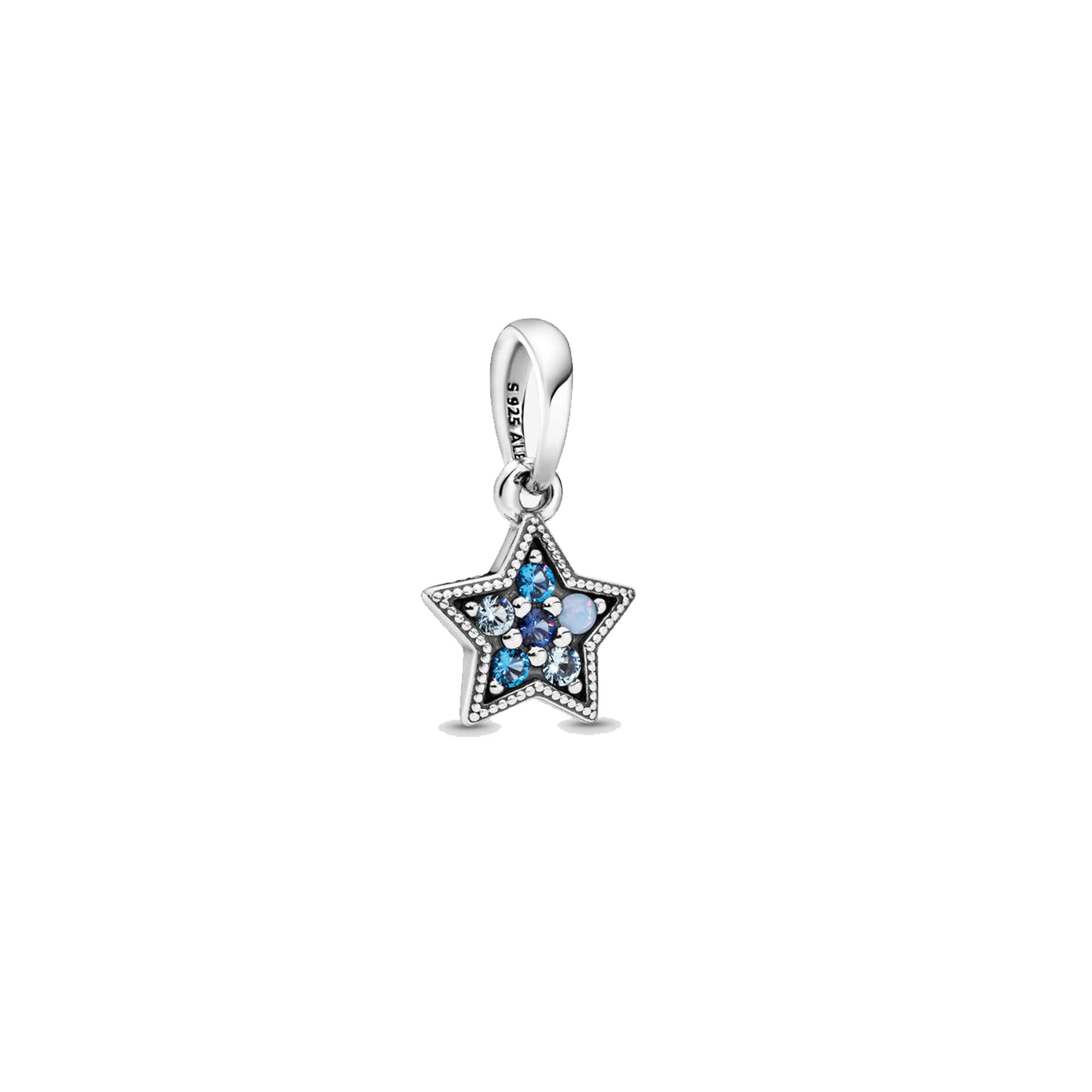 Pandora Bright Blue Star Pendant Women jewelry 396376NSBMX Beads+Original Plain Chain