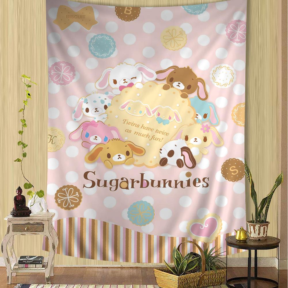 Sugarbunnies Anime Kawaii Cartoon Tapestry Bohemian Wall Hanging Sheets for Room Decor Bedroom Living Room Dorm Wall Art
