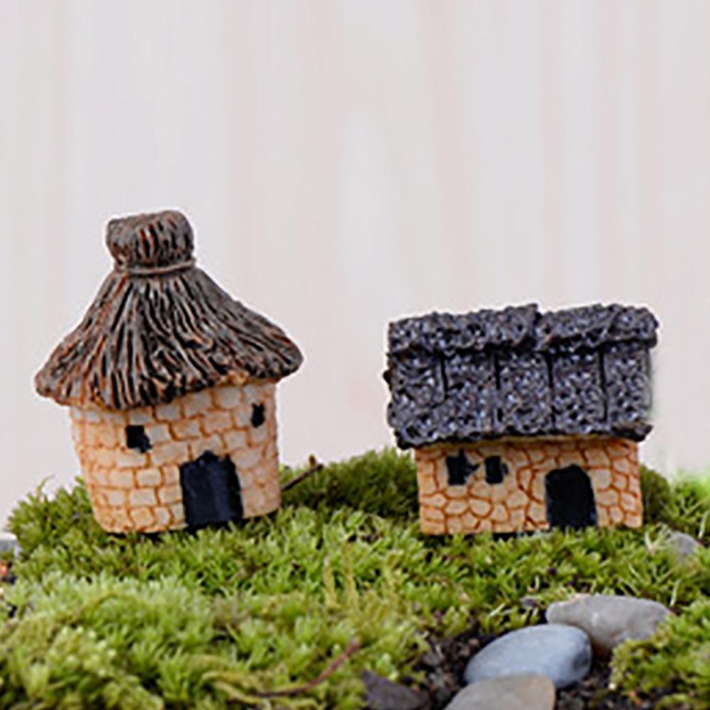 Micro Landscape Thatched Cottage House Creative Crafts Zakka Style Resin Miniature Garden Figurine