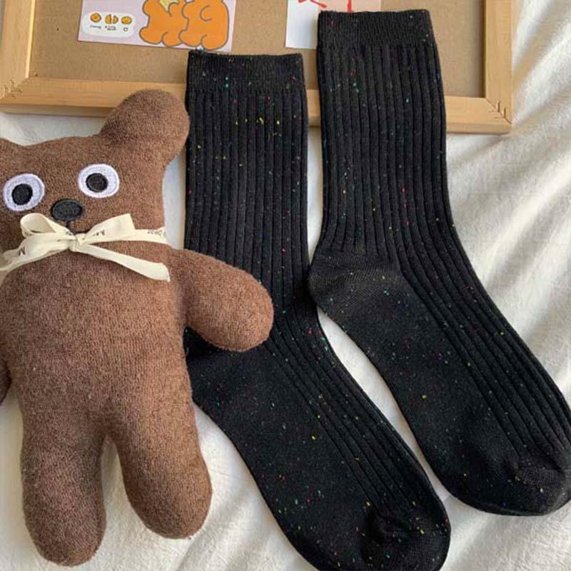 

Maillard Warm Autumn Brown Socks Middle Tube Idea Yarn Vertical Strip Simple College Style Versatile One size fits all чорний