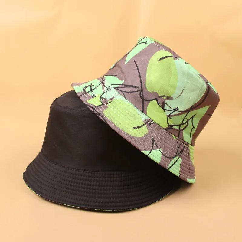 New Street Graffiti  Men's Bucket Hat Double-Sided Hip Hop   Outdoor Women Caps Beach Sun Protect Fishing Unisex Bonnet