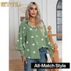 Bluse e Camicie Casual da Donna con Collo Polo a Manica Lunga