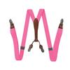 Unisex 2.5cm Elastic Leather Suspenders with 4 Clips