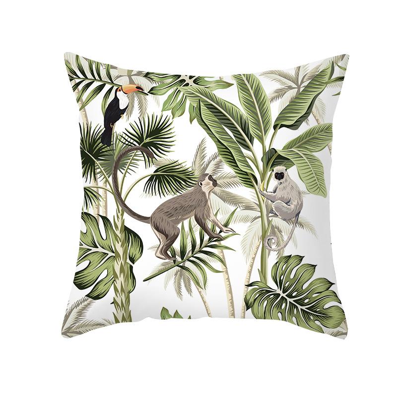New Tropical Plant Print Pillowcase Summer Peach Skin Cartoon Animal Home Cushion Living Room Cushion