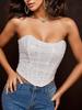 Rose Beauty A Rave Valentine's Day Elegant Sparkling Sequin Decor Fishbone Detail Grommet Lace Up Back Overbust Corset Shapewear Party Crop Tube Top