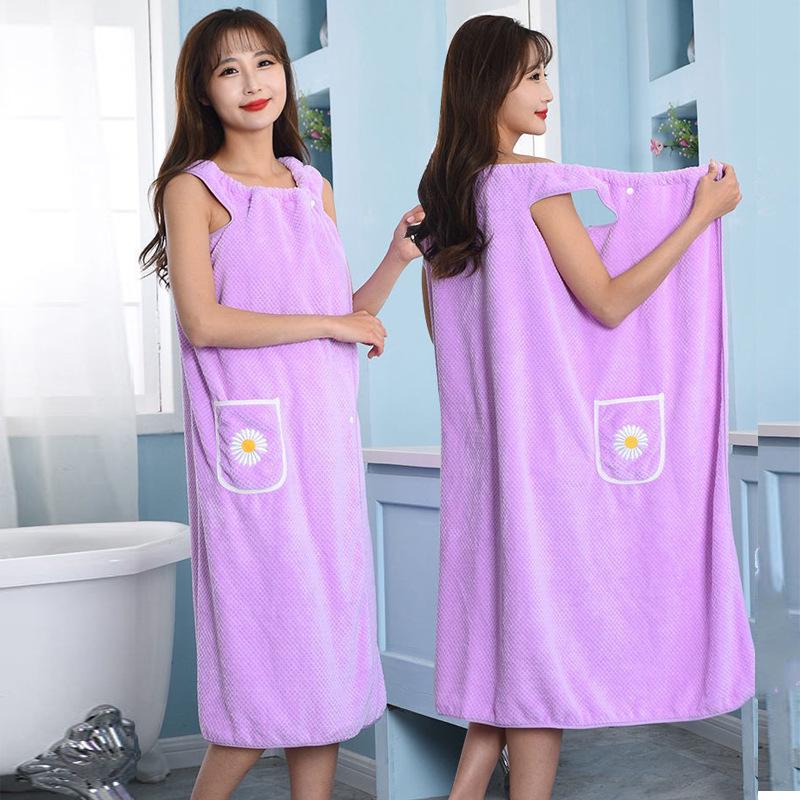 Extra Long Wearable Bath Skirt: Quick-Absorbing, Quick-Drying, Comfortable and Soft Female Sling Bathrobe