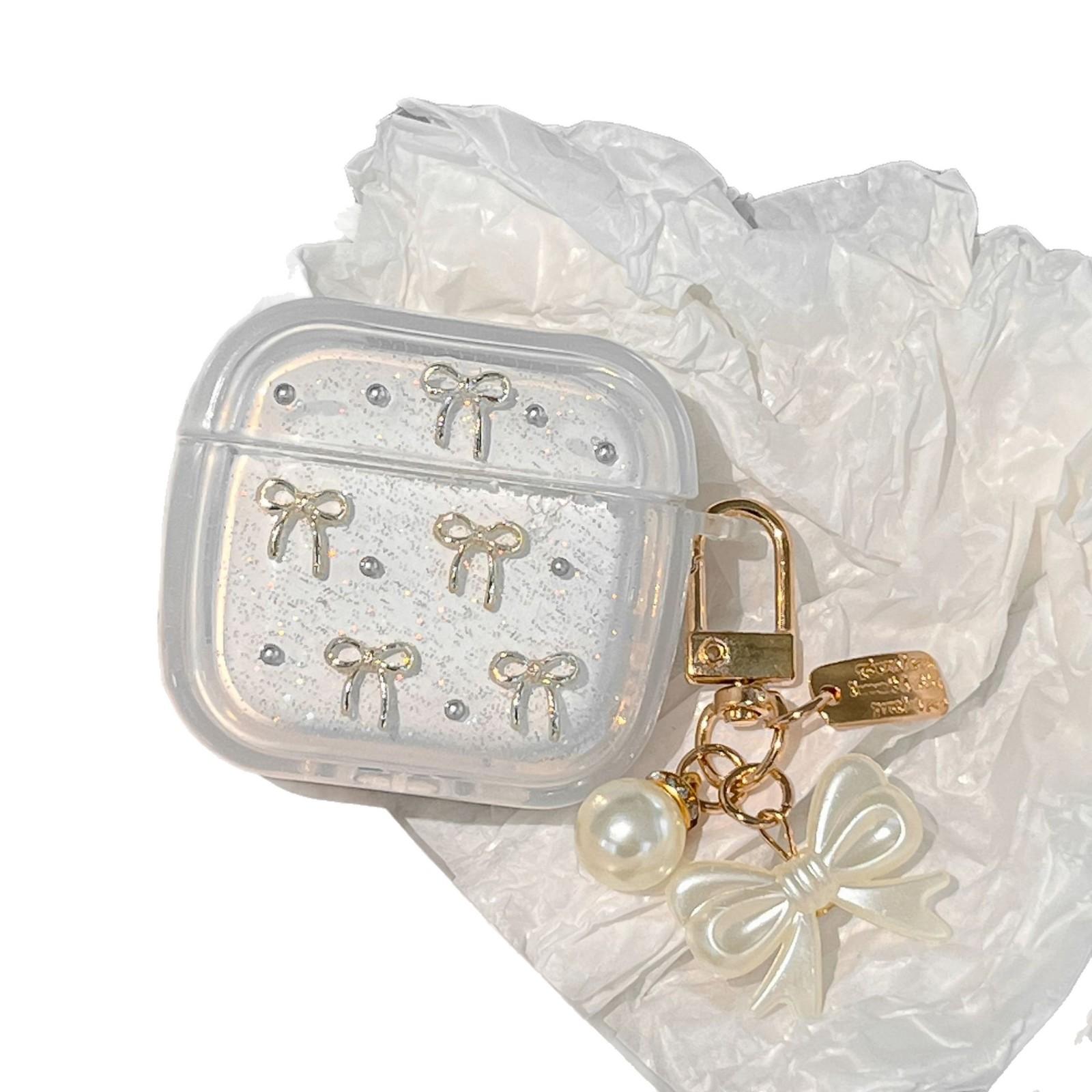 

2026 New 3D Bow AirPods Pro 3 Case, Clear Glitter Protective Cover for AirPods 4, Transparent Phantom Shockproof Earphone Case for Women AirPods1/2
