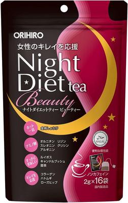 Chá japonês Orihiro Night Diet, beleza, sem cafeína, 2g x 16 unidades s518