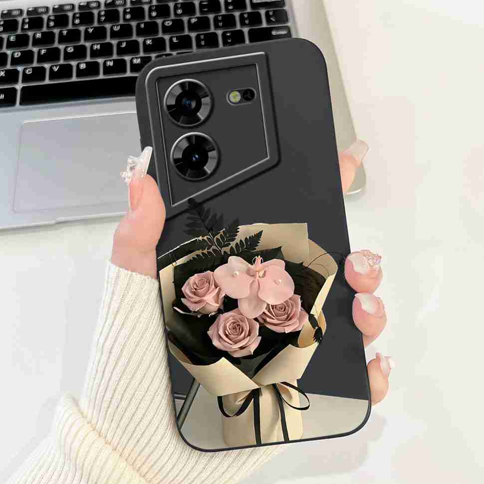 Protective Casing For Tecno Pova 5 Pro 5G 6.78" Fashion Girl Flower Love Soft Silicone Cover For Tecno Pova 5Pro 5G Shell Bumper