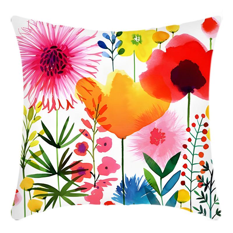 Fashionable Spring Flower Spring Elements Pillow Cover Linen Flower Cushion Pillow Cover