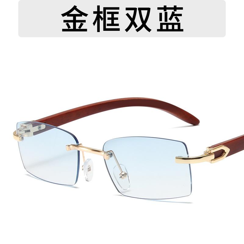 Rimless Rectangle Sunglasses For Women Fashion Vintage Trendy Small Frame Sun Glasses Frameless Eyewear Uv400