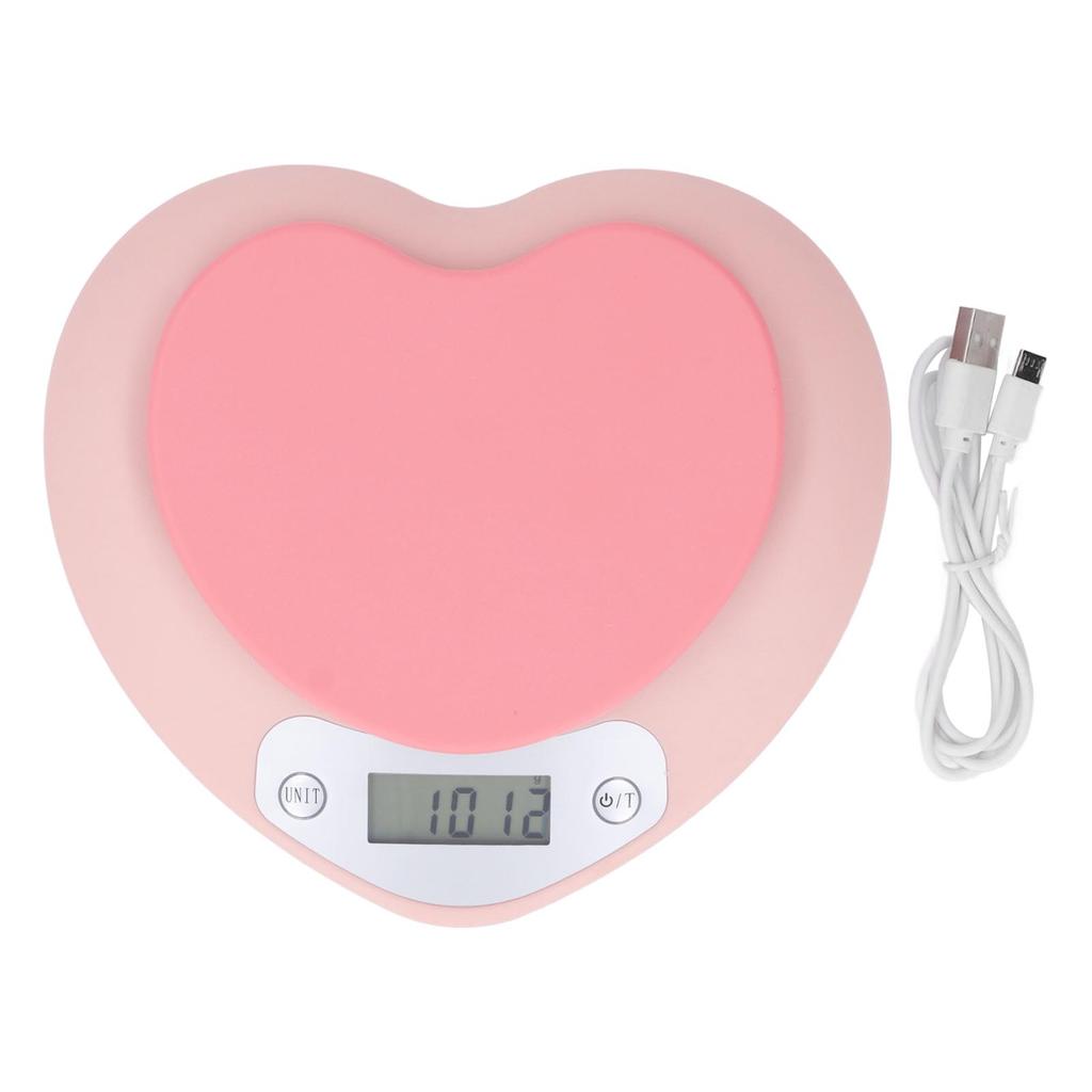 1g Nøyaktighet Digital Kjøkkenvekt 5kg Husholdnings Liten Hjerteform Oppladbar Matvekt for
