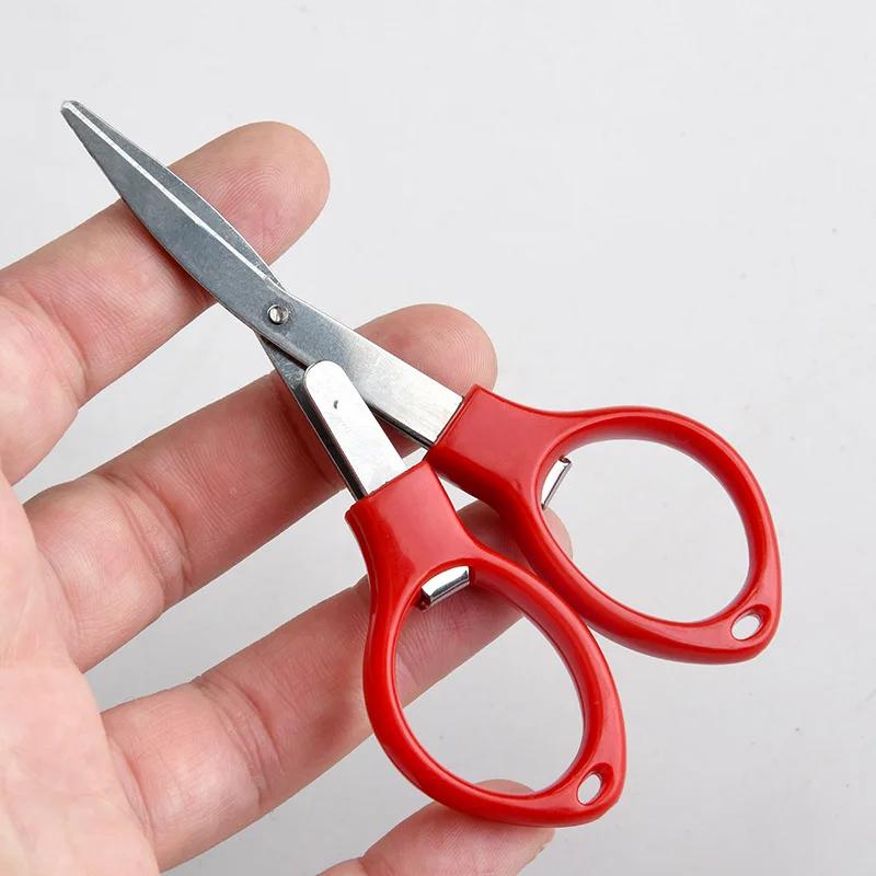 Mini Foldable Scissors Plastic Handle Portable Embroidery Sewing Scissors Fishing Line Cutter DIY Handmade Craft Cutting Tool
