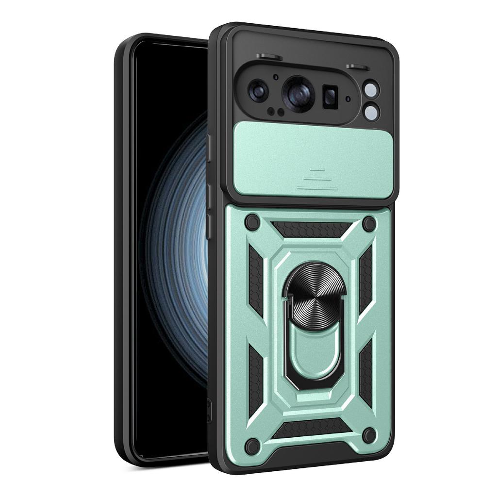 AMORUS Für Google Pixel 9 Pro XL Hülle Ständer PC+TPU Handyhülle mit Kameraobjektivschieber