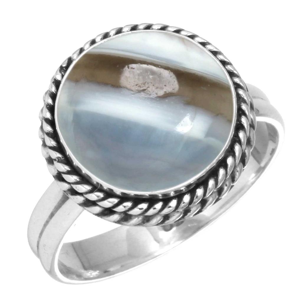 925 Sterling Silver Ring Women Gemstone Handmade Jewelry Wedding Gift Amazonite Angelite Blue Opal Botswana Agate Mohave Azurite Chrysocolla Fashion