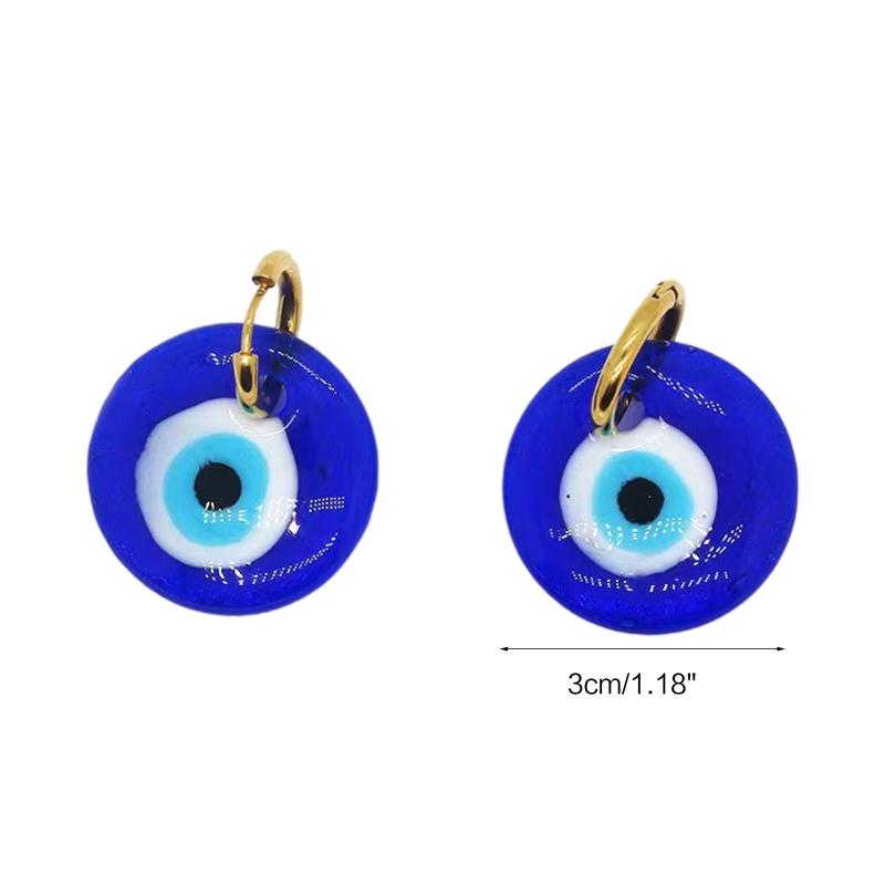 2 Pcs Retro Acrylic Eye Round Earrings Devil's Eye Earrings Turkish Blue Eye Stud Earrings Women Girls Ear Jewelry