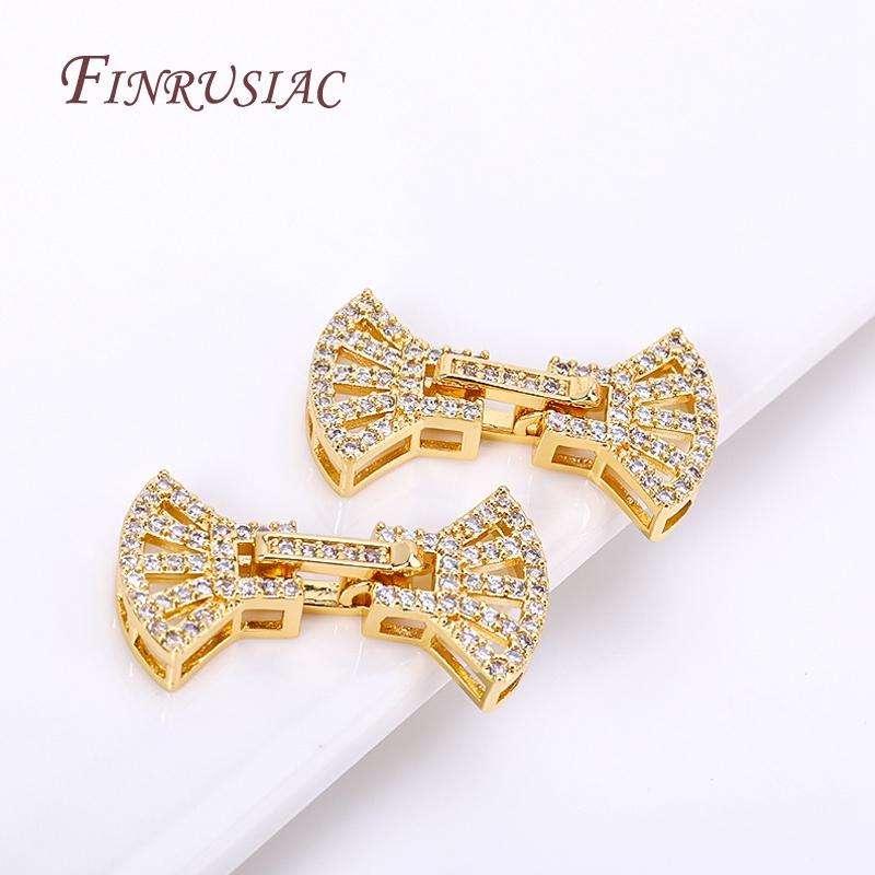 18K Gold Plated Brass with Zircon Clasps For Jewelry Connectors For Bracelets Accessories,High Quality Jewelry Finding