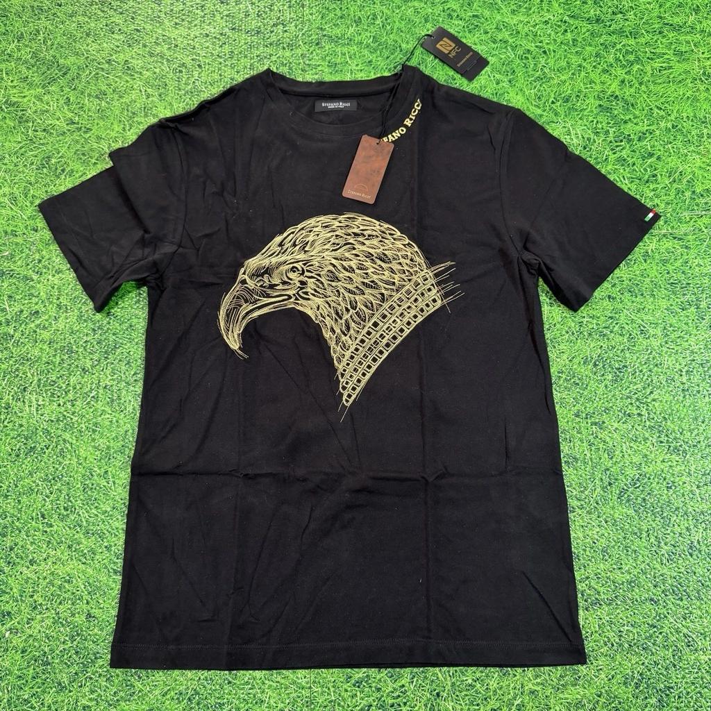 T-Shirt NEUES STEFANO RICCI LOGO T-Shirt Gold ADLER Größe Klein