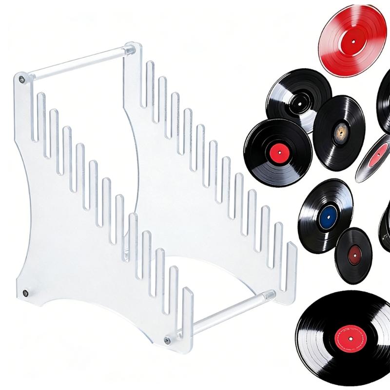 Clear Acrylic Vinyls Record Holder Display Rack 12 Slots Space Saving Vinyls Record Stand for Music Collection Album