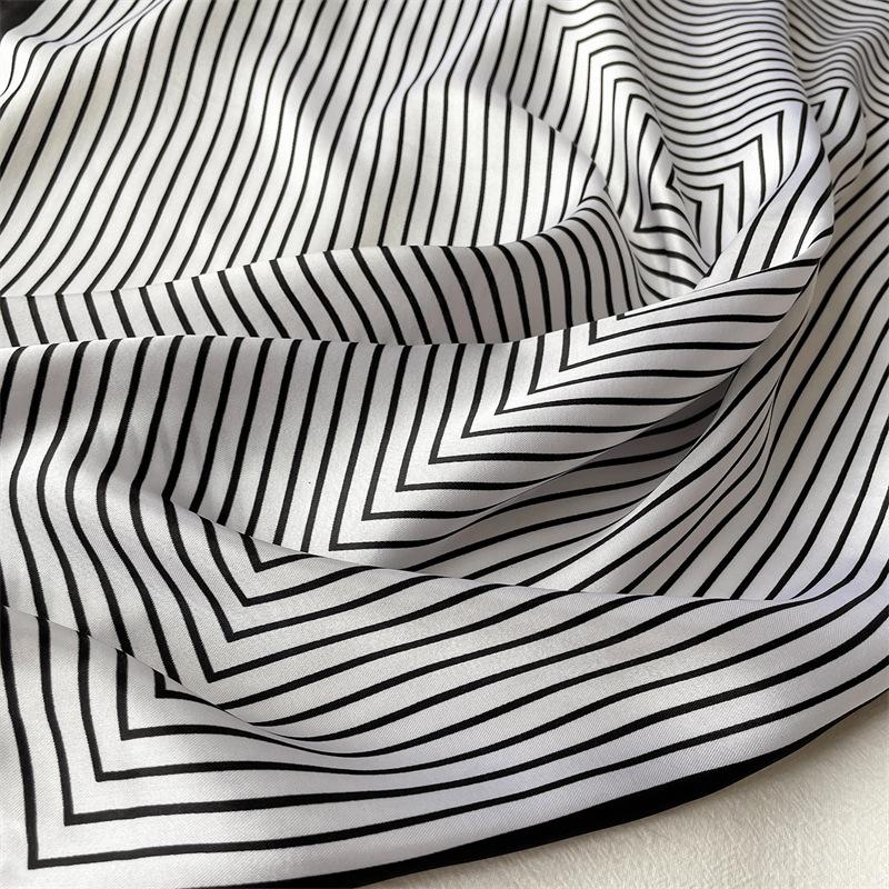 Spring Summer Simple Striped Scarf Luxury Brand Women Professional Silk Scarf 60*60cm Headscarf Fashion Hijab Bandana Decoration