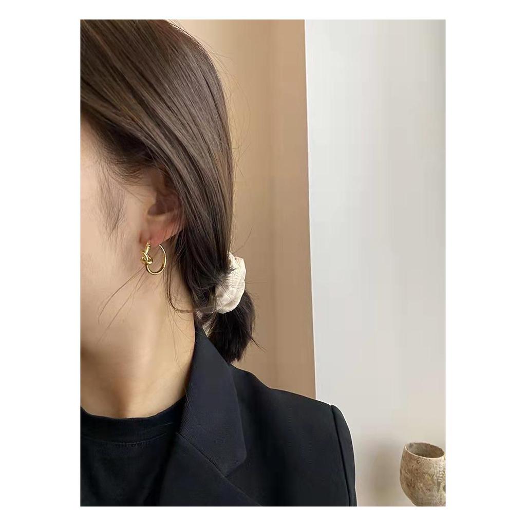 Korean Style S925 Sterling Silver Knotted Rope Ear Cuff Earrings