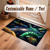 Dinosaur Theme Soft Crystal Velvet Rug Custom Name & Text Print Non Slip Floor Rug for Bedroom Living Room