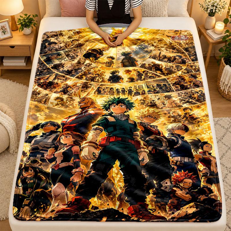 Flannel BlanketMy Hero Academia Warm Soft Throw Blanket for Indoor Sofa Bed Living Room Use